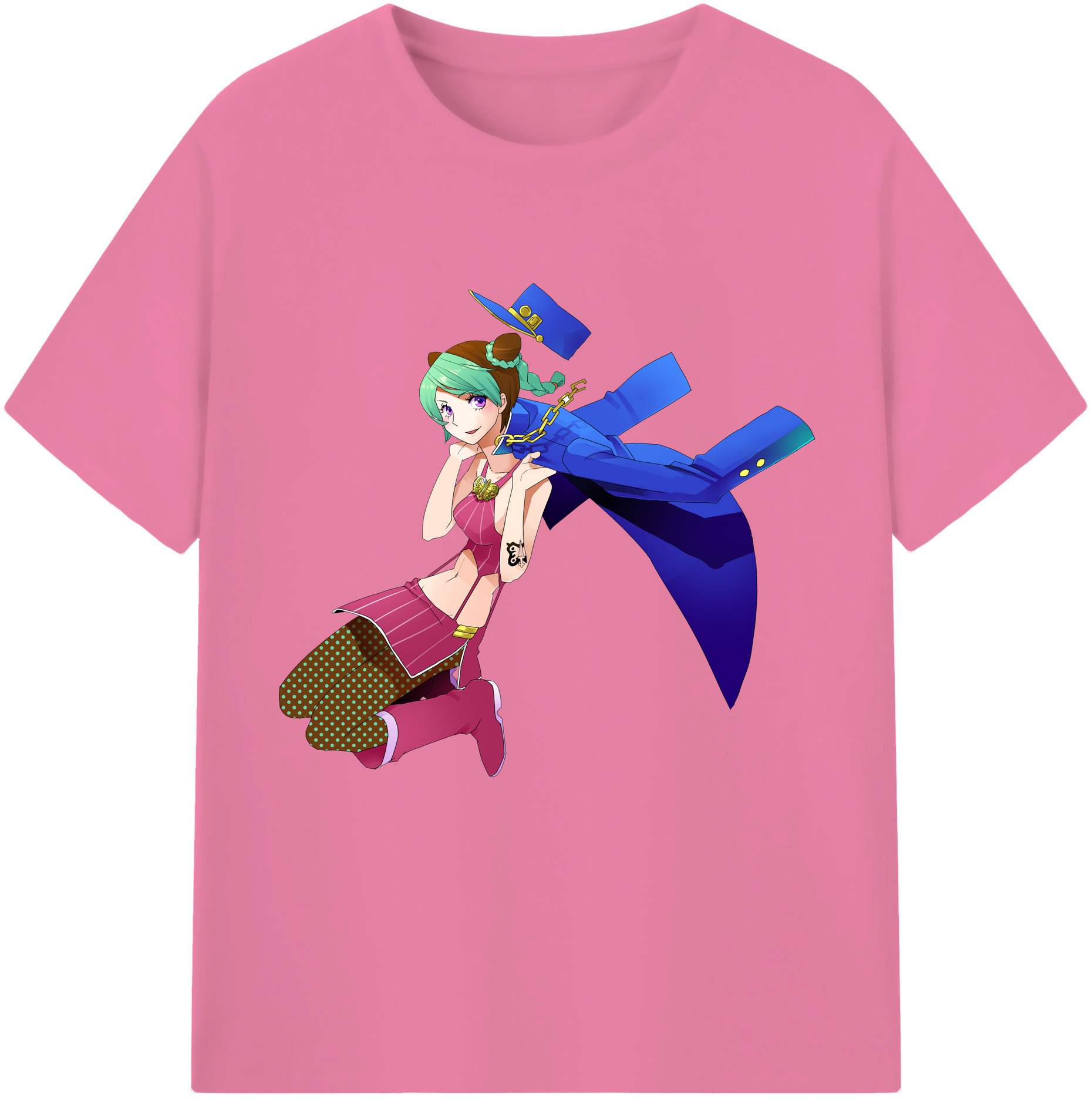 （画像用） "ジョジョの奇妙な冒険 くうじょう ジョリーン JoJo's Bizarre Adventure Jolyne Cujoh " 綿100％半袖Tシャツ（フロントプリント）